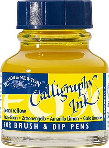 Winsor & Newton Encre de Calligraphie Flacon 30ml 345 Jaune Citron Série 1