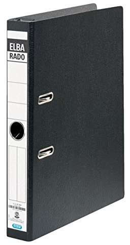 ELBA 100081046 Hängeordner rado Hartpappe 10 Stück DIN A4 5 cm Rückenschmal mit Metall-Beschläge Sonderformat schwarz Ringordner Aktenordner Briefordner Büroordner Pappordner Schlitzordner Blauer Engel