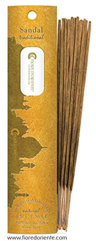 FIORE D'ORIENTE Sandal Traditional And Natural Incense 10 Sticks, Honey, Hand Rolled