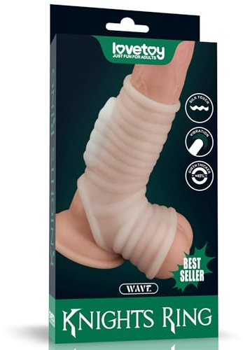Lovetoy-Wave Knights Ring-Vibrierende Penishülle, Weiß, Ø3.8/4.8x10x14.4 cm