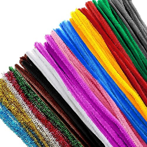 TOAOB 150 Stück Pfeifenreiniger Chenilledraht Bunt Biegeplüsch 30cm Lang und 6mm Breit für Basteln und Dekorieren