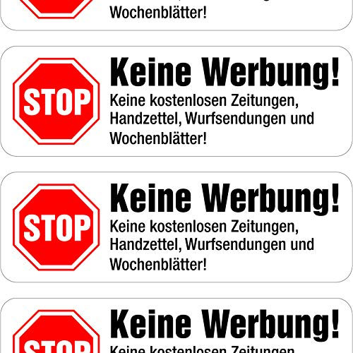 immi 15 Keine Werbung Aufkleber, in Weiß (weitere Auswahl) Briefkasten-Aufkleber