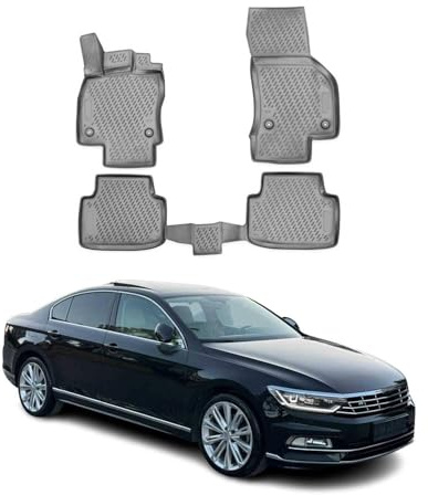 OMAC Gummimatten Fußmatten kompatibel mit VW Passat B8 2014-2021 TPE Automatten Grau 4X