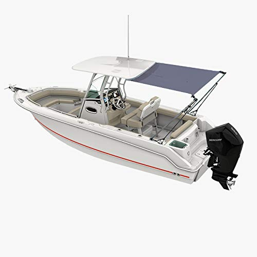 Oceansouth T-Top Erweiterung Heck-Sonnensegel MA 045-1, 1,2 × 1,5 × 1,2 m, Atlas Marine-Gewebe 310 g/m², Edelstahl-Teleskopstangen, UV-beständig (Grau)