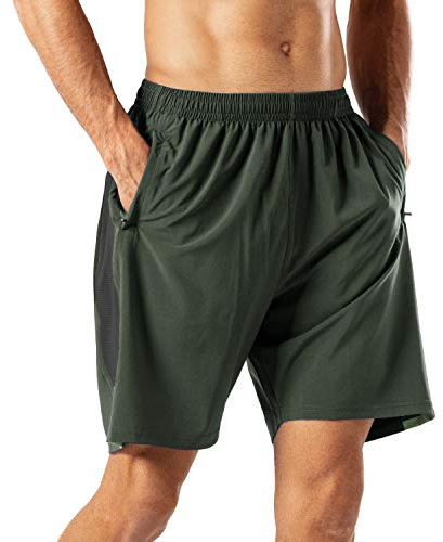 HMIYA Mens Sports Shorts with Zip Pockets | Quick Dry Workout Running Gym Training Short，Casual，Lightweight