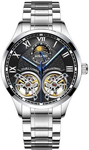 B BINGER Skelett Uhren Herren Automatik Mechanische Ailang Dual Balance Räder Armbanduhren