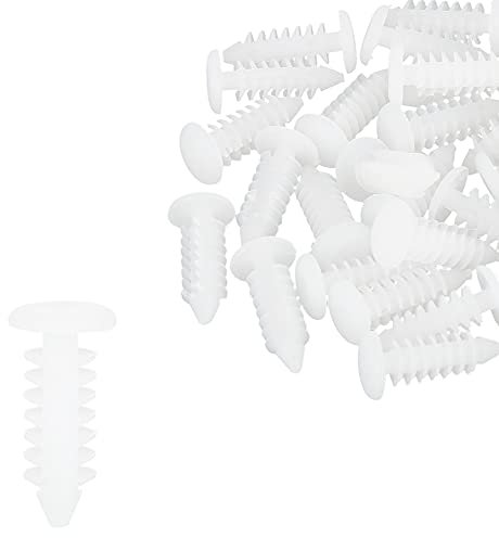 X AUTOHAUX 40 Stück Formclips Bolzen Nieten 6mm Loch Durchm. Kunststoff Weiß für Auto