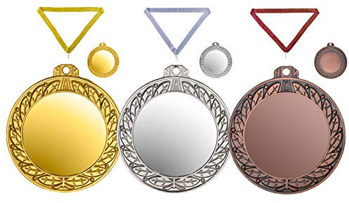 Henecka 🥇 🥈 🥉 Medaillen, Profi Medaillen mit individuellem 50 mm Sport-Jubiläum-Motiv-Emblem & Wunschgravur, inklusive Halsband, wählbar in Gold, Silber, Bronze (Silber)