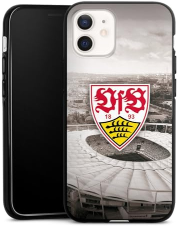 Silikon Hülle kompatibel mit Apple iPhone 12 Case schwarz Handyhülle VfB Stuttgart Offizielles Lizenzprodukt Stadion