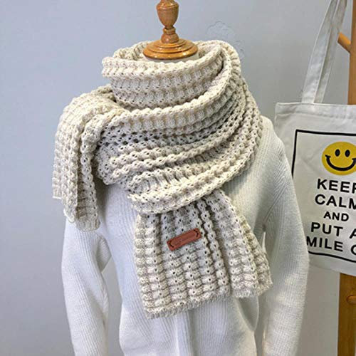UKKD Winter Gestrickter Schal - Mode Frauen Lange Weibliche Vintage Große Schals - Weiche Warme Pashmina Verdickte Wolle, Beige