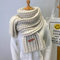 UKKD Winter Gestrickter Schal - Mode Frauen Lange Weibliche Vintage Große Schals - Weiche Warme Pashmina Verdickte Wolle, Beige