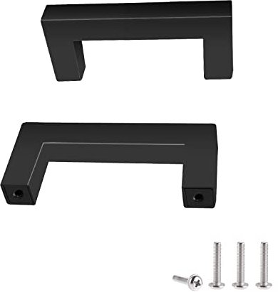 Drenky 2 Stück Schwarz Rostfreier Stahl Türknäufe, Möbelgriff mit Schraube für Schublade, Schrank, Möbel, Küche, Heimdekoration, Lochabstand 64 mm