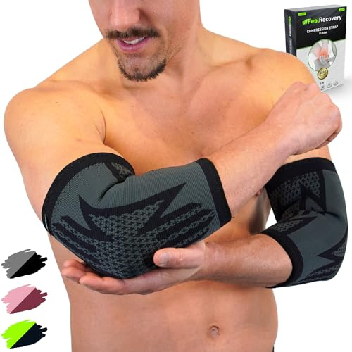 2 Pack Coudières Homme et Femme - Manchon de Compression pour Coude de Tennis, Coude de Golfeur et Gymnase - Coudière pour Tendinite, Soulagement des Douleurs Articulaires - Respirant et Antidérapant