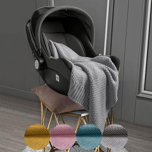 wometo Babydecke Strickdecke oekoTex Wolle-Look - grau hellgrau 70x100 für Jungen und Mädchen