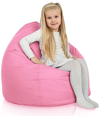 Italpouf Pouf Poltrona Sacco per Bambini, Per Interni ed Esterni, Pieno di Pallini di Polistirolo, Sfoderabile, Rivestimento Lavabile, Impermeabile, Certificato, Rosa Chiaro