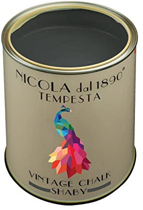 Vernice Vintage Chalk Shabby a Base di Acqua, per Interni ed Esterni, Aspetto Opaco, Made in Italy, Colore Tempesta - Formato 2,5 lt