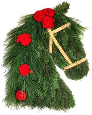 Alliwa Weihnachten Deko - 2 St點k Pferdekopf Weihnachtskranz f黵 T黵 Kreativ Weihnachtskranz T黵kranz K黱stliche Tannengirlande Weihnachten, 40?0cm (1 St點k#03)