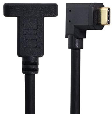 Cablecc 90 Degree Left & Right Angled USB-C USB 3.1 Type C Male to Female Extension Data Cable 30cm