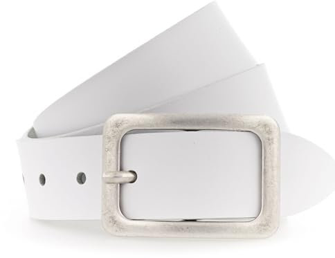 Vanzetti Damen Gürtel Leder Weiß 3,5 cm Damengürtel (105)