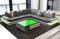 Ecksofa Ragusa Ledersofa L Form Sofa - mit LED Beleuchtung, verstellbare Kopfstützen/Lederfarben wählbar (Grau-Weiß)