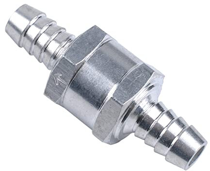 iSpchen 1/4 6 mm Kraftstoff Einweg-Rückschlagventil Aluminium Ventil Rückschlagventil Auto Einweg-Rückschlag Ventil Zubehör für Kraftstoff Benzin Diesel Heizöl Wasser,Silber