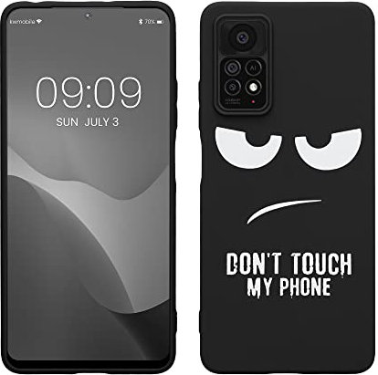 kwmobile Cover Compatibile con Xiaomi Redmi Note 11 Pro/Note 11 Pro (5G) / Note 12 Pro (4G) - Custodia in Silicone TPU - Cover Protettiva Soft Case - Don't touch my phone bianco/nero