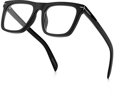 GLEYEMOR Blaulichtbrille für Männer Frauen Trendiger quadratischer Rahmen Blaulichtblockierende Linse Computerbrille (Schwarz)