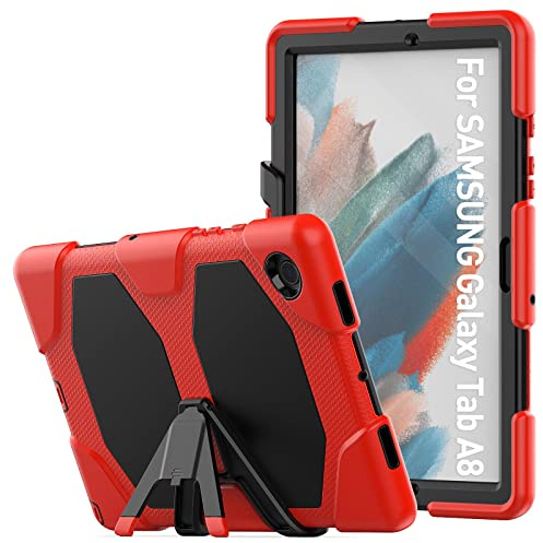 Lobwerk 4in1 Case für Samsung Tab A8 X200 X206 10.5 Hülle Stoßfest Schutz + Standfuß Rot
