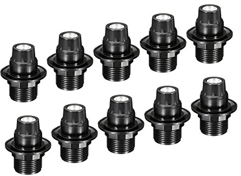 PATIKIL E14 Bombilla Soporte Luz Zócalo, 10 Paquete Tornillo Rosca LED Bombilla Lámpara Soporte para Colgantes Luces, Negro