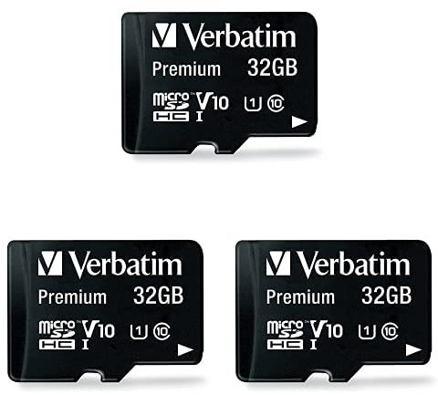 Verbatim Premium Micro SDHC Speicherkarte mit Adapter, 32 GB, Datenspeicher für Foto- und Video-Aufnahmen, Micro SD Karte in schwarz, ideal für Handy, Kamera oder Tablet, 3er Pack