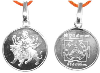 Tongari Durga Bisa Yantra Anhänger Medaillon aus reinem Silber 999., Sterling Silber, Kein Edelstein