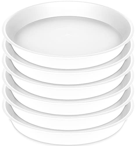 Angde Lot de 6 soucoupes rondes en plastique pour pots de fleurs d'intérieur de 20,3 cm, soucoupes pour pot de fleurs de 20,3 cm, plateau pour pot de fleurs de 17,8 à 22,9 cm (20,3 cm, blanc crème)