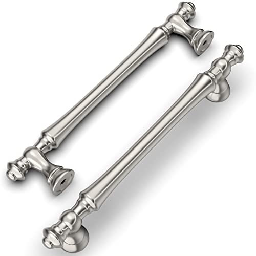 Amerdeco 10 Stück Möbelgriffe Gebürsteter Nickel, 128mm Lochabstand, Zinklegierung Schubladengriffe & Schrankgriffe für Küchenschränke & Kleiderschränke UK0017