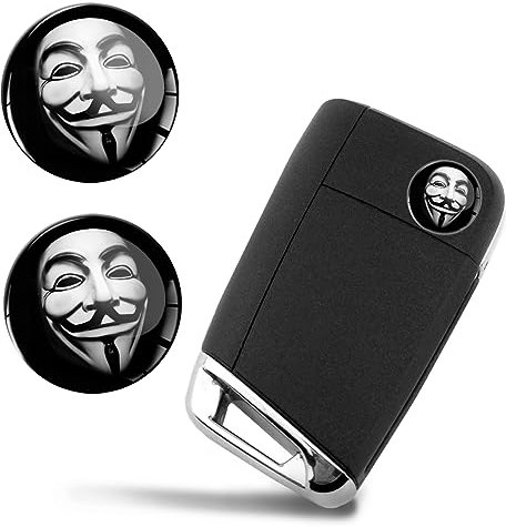 SkinoEu 2 x Ø14mm Aufkleber Anonymous Maske Schlüssel Emblem Stickers Für Fernbedienung Auto Moto Logo Key Badge Tuning KSK 20