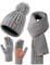 FISFET Mütze, Schal & Handschuh-Sets für Damen, Beanie Mütze Damen Winter mit Bommel Fleece Gefütterte, Touchscreen Handschuhe Schal Wärmer Mütze Damen 3 in 1 Geschenk Set(Grau)