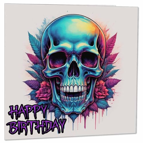 Geburtstagskarte mit Totenkopf, Gothic, Fantasy, 145 x 145 mm