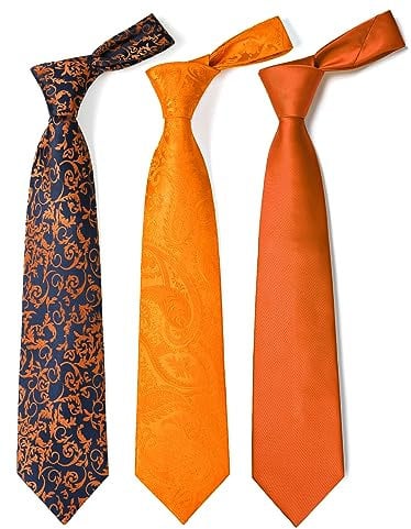 HISDERN Set mit 3-teiliger Krawatte und Einstecktuch, klassisches Seidenkrawatten-Set für Herren