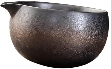 Milageto Cuenco Matcha de cerámica con vertedor, de té Matcha de estilo japonés hecho a mano Chawan taza de jugo de ensalada de 600ml, estilo D