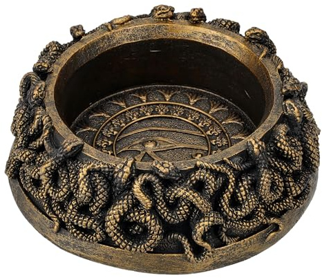 Figuren Shop GmbH Kristallkugel Halter - Schlangen 13,5 cm bronzefarben - Wahrsager, Hellseher, Deko, Ausstattung, Kugelhalter, Standfuß, Ständer