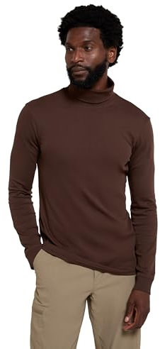 Mountain Warehouse Meribel Mens Thermal Baselayer Top - Combed Cotton Sweater, Roll Neck Jumper, Breathable, Quick Drying & Fitted Sleeves - for Everyday Use Brown 3XL
