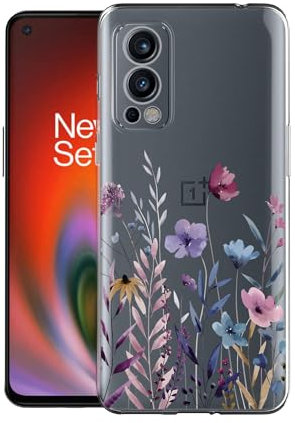 Kaywzo Hülle für OnePlus Nord 2 5G,Transparent TPU Handyhülle mit Gemälde Blume Muster,Ultradünn Stoßfester Schutzhülle,Schön Silikon Cover Case-4