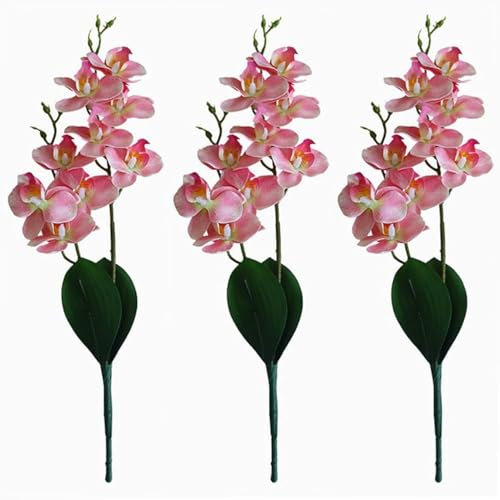 NatureMan 3 fiori artificiali Phaleanopsis orchidee finte, rami alti 45,7 cm, per decorare casa, bonsai, giardino, (rosa)
