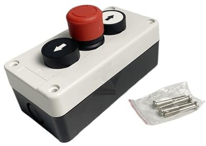 FACDEM UP/DOWN Arrows With Emergency Stop Hoist Roller Door Lorry Tail Lift Double Insulated 2 N/O Contacts Push Button Switch Box