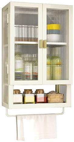 fennnds Hängeschrank 3 Regalböden Küche Küchenschrank mit 2 Tür - 50×14,5×70cm - Küchenzeile Küchenmöbel Metall Oberschrank Küchenschrank für Küche, Schlafzimmer, Wohnzimmer (Weiß)