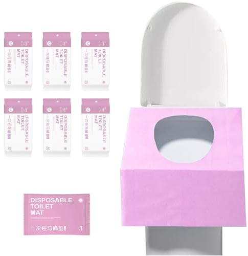 Einweg-Toilettensitzabdeckungen, 60Pcs wasserdichtes Toilettenpapier Pad für Kind, Frau, Mann, unabhängige Verpackung Reise-Toilettensitzabdeckungen für öffentliche Toilette (Pink)