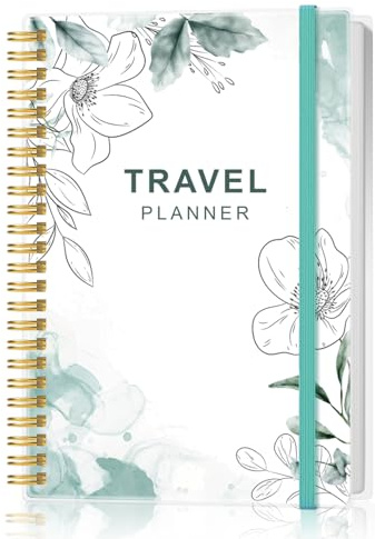 Travel Journal for Women & Men, Vacation & Road Trip Planner Organizer, Travel Notebook for 6 Trips, Trip Planner Gift to Record Memories and Adventures from Special Trips, 5.8 x 8.5, Teal Floral