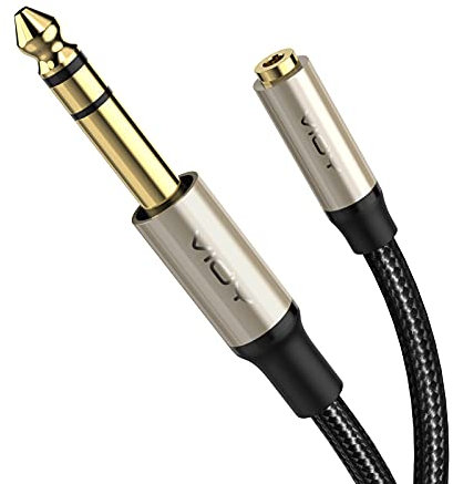 VIOY 6.35 Male to Female 3.5 Headphones Adapter 1M, 1/4 to 3.5mm TRS Stereo Jack Audio Cable for Amplifiers, Guitar Amp, Home Theater, Keyboard Piano, Amplifier Speaker