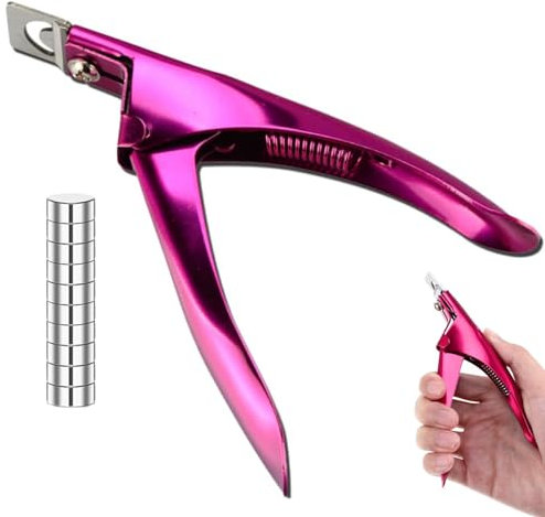 1Pcs Acrylic Nail Clippers with 10Pcs Magnets: False Nail Cutter & Pedicure Manicure Nail Care Tools for Home Salon Nail Art, Nail Accessories