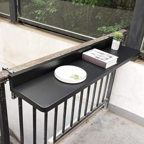 Balkongeländertisch für den Außenbereich, zum Aufhängen, klappbar, für Zuhause, Bar, Theke, sonnenfest und rostfrei, Aluminiumlegierung, Esstisch, Bartisch, Freizeittisch (Größe: 80 x 40 cm, Farbe: