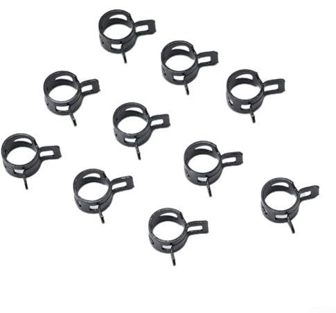 Abrazadera de manguera con clip de resorte, negro, 10 piezas, reutilizable, flexible, distribución de presión (14 mm)